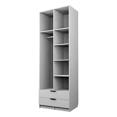 картинка Шкаф ЭКОН распашной 2-х дверный с 2-мя ящиками с полками и штангой с 2-мя зеркалами от магазина КУПИ КУПЕ